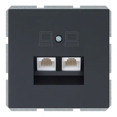 Изображение Двойная компьютерная розетка RJ-45 Cat.5 Jasmart серия FD, черный матовый (soft touch)